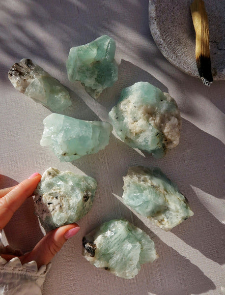 Raw Aquamarine with Tourmaline & Mica