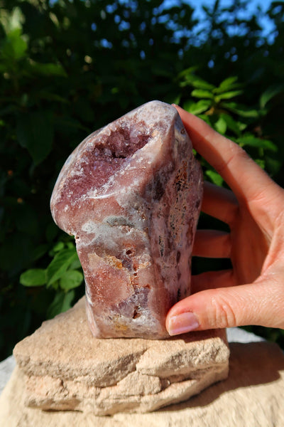 Pink Amethyst Flower Semi-Polished