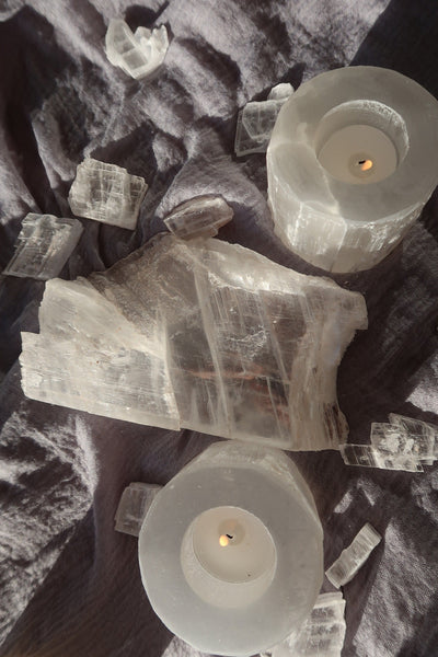 Selenite Candle Holder