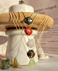 Gemstone Diamond Faceted Necklace